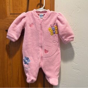 Little Me Pink Footie with Butterfly and Flower
